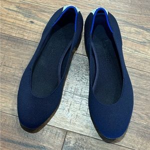 Rothy's Square Navy Blue Knit Stripe Heel Ballet Flat 🥿